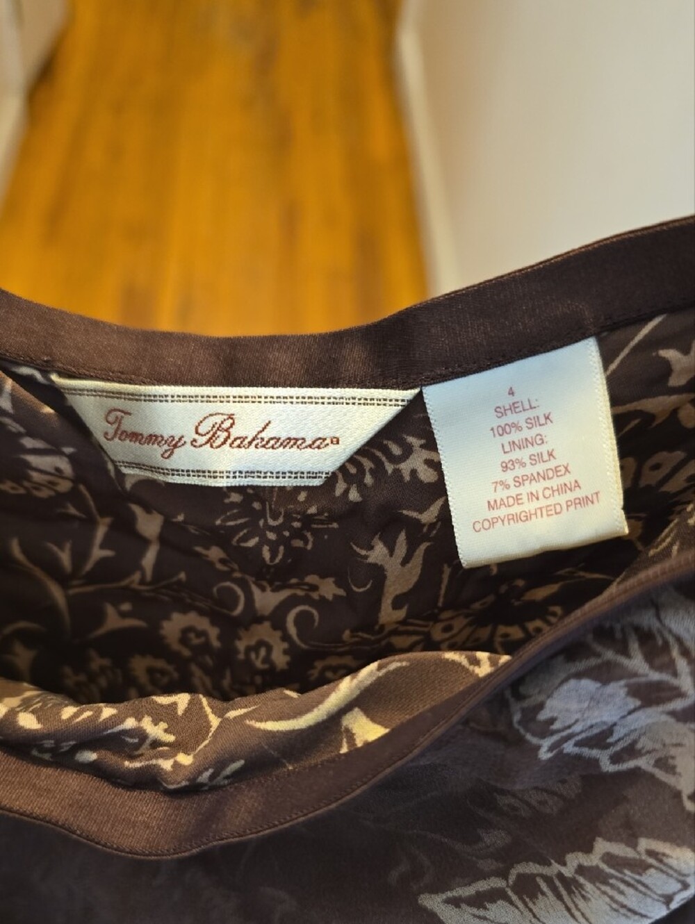 Tommy Bahama Brown and Cream Floral Silk Dress - Picture 2 of 5